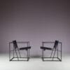 m27822 1980s Pair of "Kubus" FM62 chairs in black metal with black neck leather / Radboud van Beekum / Pastoe, Netherlands