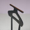 m27823 1950s Valet stand with foldable seat in black wood with rush / Ico Parisi / Fratelli Reguitti, Italy