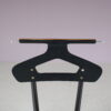 m27823 1950s Valet stand with foldable seat in black wood with rush / Ico Parisi / Fratelli Reguitti, Italy