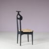 m27823 1950s Valet stand with foldable seat in black wood with rush / Ico Parisi / Fratelli Reguitti, Italy