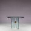 m27657 1970s Round glass dining table with brass details / Peter Ghyczy / Ghyczy, Netherlands