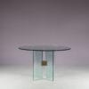 m27657 1970s Round glass dining table with brass details / Peter Ghyczy / Ghyczy, Netherlands