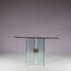 m27657 1970s Round glass dining table with brass details / Peter Ghyczy / Ghyczy, Netherlands