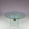 m27657 1970s Round glass dining table with brass details / Peter Ghyczy / Ghyczy, Netherlands