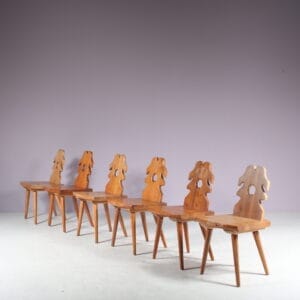 m27865 1950s Set of 6 "Tiroler mountain" Chairs in Brutalist style, Switzerland