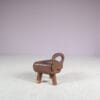 m27845 1950s Small brutalist oak cow milk stool France