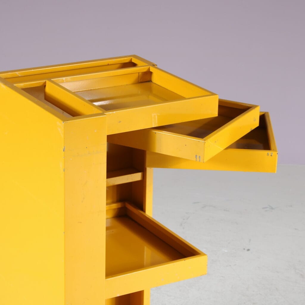 m27844 1970s Architects trolley in yellow metal Bieffe Padova, Italy