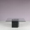 m27808 1980s Tessellated stone coffee table with square glass top / Maitland Smith, USA