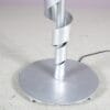 L5408 1990s Silver metal curved floor lamp with milk glass shade / M.M. Lampadari, Italy