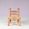 m27886 1950s Low fire side chair in oak wood with rush seat attributed to Charles Dudouyt, France