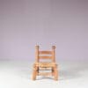 m27886 1950s Low fire side chair in oak wood with rush seat attributed to Charles Dudouyt, France