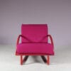 INC205 1980s Postmodern lounge chair on a fuschia metal frame with matching cushions / Italy