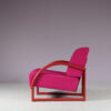 INC205 1980s Postmodern lounge chair on a fuschia metal frame with matching cushions / Italy