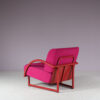 INC205 1980s Postmodern lounge chair on a fuschia metal frame with matching cushions / Italy