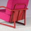 INC205 1980s Postmodern lounge chair on a fuschia metal frame with matching cushions / Italy