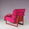 INC205 1980s Postmodern lounge chair on a fuschia metal frame with matching cushions / Italy