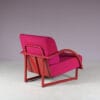 INC205 1980s Postmodern lounge chair on a fuschia metal frame with matching cushions / Italy