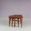 m27896 1950s Set of 3 nesting tables (interlocking) in teak Poul Hundevad Fabian, Denmark