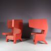 m27249 1990s Earchair in red fabric upholstered wood Jurgen Bey & Rianne Makkink Prooff, Netherlands