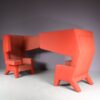 m27249 1990s Earchair in red fabric upholstered wood Jurgen Bey & Rianne Makkink Prooff, Netherlands