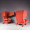 m27249 1990s Earchair in red fabric upholstered wood Jurgen Bey & Rianne Makkink Prooff, Netherlands