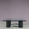 m27894 1980s Coffee table with four marble feet and glass top in the style of Vignelli (Metafora) / Italy