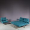 m27736 1960s 5 Unit Revolt sofa set on chrome metal base with new upholstery Poul Cadovius France & Son, Denmark