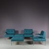 m27736 1960s 5 Unit Revolt sofa set on chrome metal base with new upholstery Poul Cadovius France & Son, Denmark