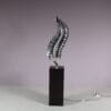 L3879 1980s Chrome Metal Sculpture with Light, Netherlands