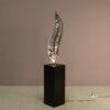 L3879 1980s Chrome Metal Sculpture with Light, Netherlands