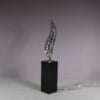 L3879 1980s Chrome Metal Sculpture with Light, Netherlands