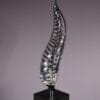 L3879 1980s Chrome Metal Sculpture with Light, Netherlands