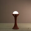 L5413 1970s Red ceramics floor lamp with round milk glass ball shade / Doria Leuchten, Germany