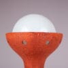 L5413 1970s Red ceramics floor lamp with round milk glass ball shade / Doria Leuchten, Germany