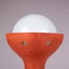 L5413 1970s Red ceramics floor lamp with round milk glass ball shade / Doria Leuchten, Germany