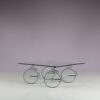 INC207 1980s Glass coffee table on glass wheels by Gae Aulenti for Fontana Arte, Italy