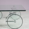 INC207 1980s Glass coffee table on glass wheels by Gae Aulenti for Fontana Arte, Italy