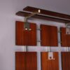 INC208 1950s Coat rack in teak wood with chrome hangers, Netherlands