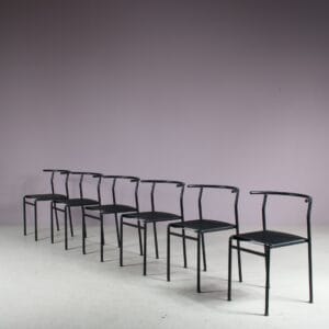 1980s Set of 6 "Café" dining chairs by Philippe Starck for Baleri, Italy