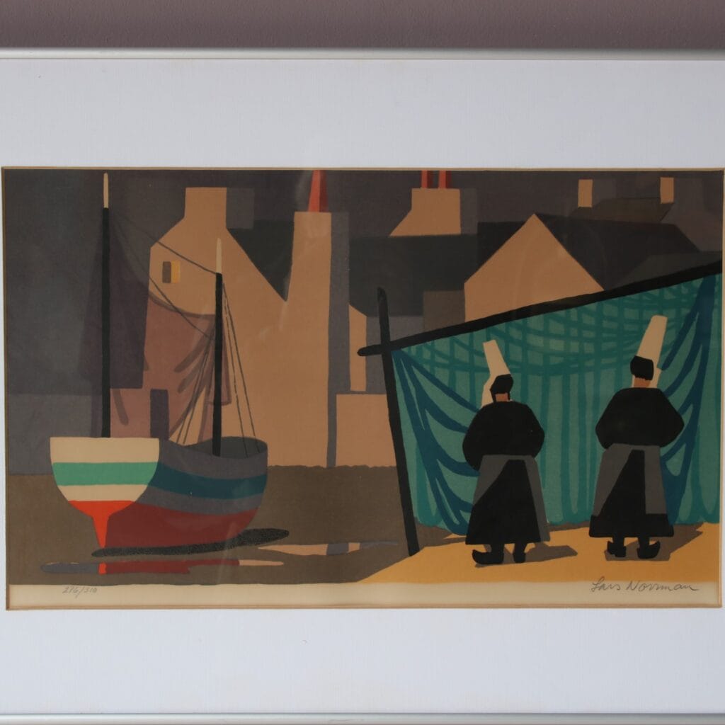 m21146 1950s Framed lithograph by Lars Norrman, Sweden