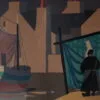 m21146 1950s Framed lithograph by Lars Norrman, Sweden
