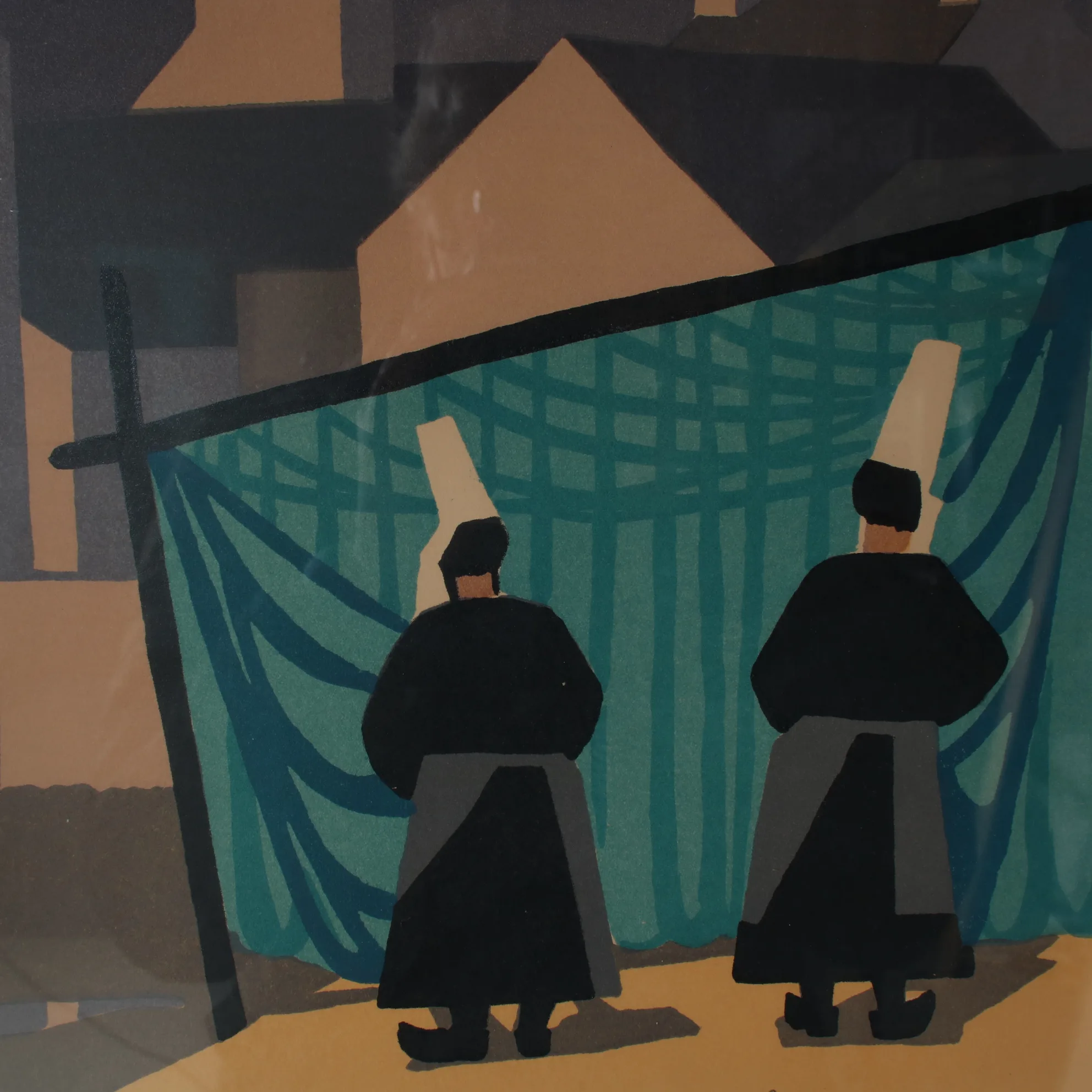 m21146 1950s Framed lithograph by Lars Norrman, Sweden