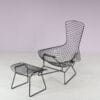 m27994 1960s Black metal wire bird chair with matching ottoman Harry Bertoia Knoll International, USA