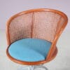 m27983 1990s "Young Lady" Chair in chrome metal with stained ash wood, webbing and blue fabric cushion / Paolo Rizzatto / Alias, Italy