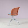 m27983 1990s "Young Lady" Chair in chrome metal with stained ash wood, webbing and blue fabric cushion / Paolo Rizzatto / Alias, Italy