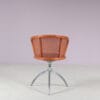 m27983 1990s "Young Lady" Chair in chrome metal with stained ash wood, webbing and blue fabric cushion / Paolo Rizzatto / Alias, Italy
