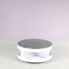m28018 1970s Round white plastic space age coffee table with smoke glass top Erik van Buijtenen Nebu, Netherlands