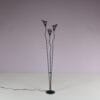 L5449 1950s Floor lamp with 3 black metal perforated hoods Mategot attributed France