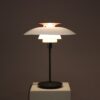 L5324 1970s Table lamp model PH80 in chrome with black metal and white and orange plexiglass / Poul Henningson / Louis Poulsen, Denmark