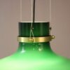L5395 1960s Green glass with brass hanging lamp Holmegaard, Denmark
